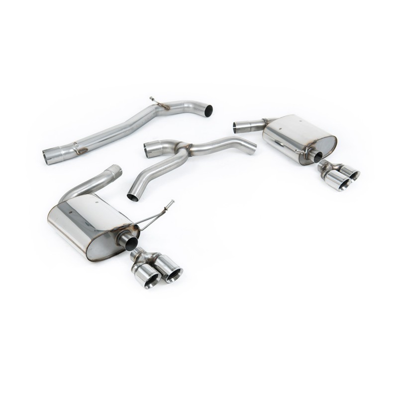 Seat Leon Cupra MK4 ST 310 & ST Cupra 300 - Non Resonated (Louder) Cat-Back Exhaust System with Polished Quad GT-80 Trims - Polished - GT