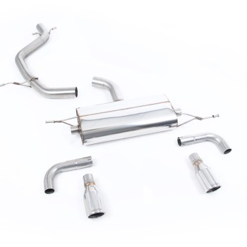 VW Golf GTi Mk6 - Non-Resonated (Louder) Cat-Back Exhaust System with Dual Polished Trims - Polished - 90 - Jet