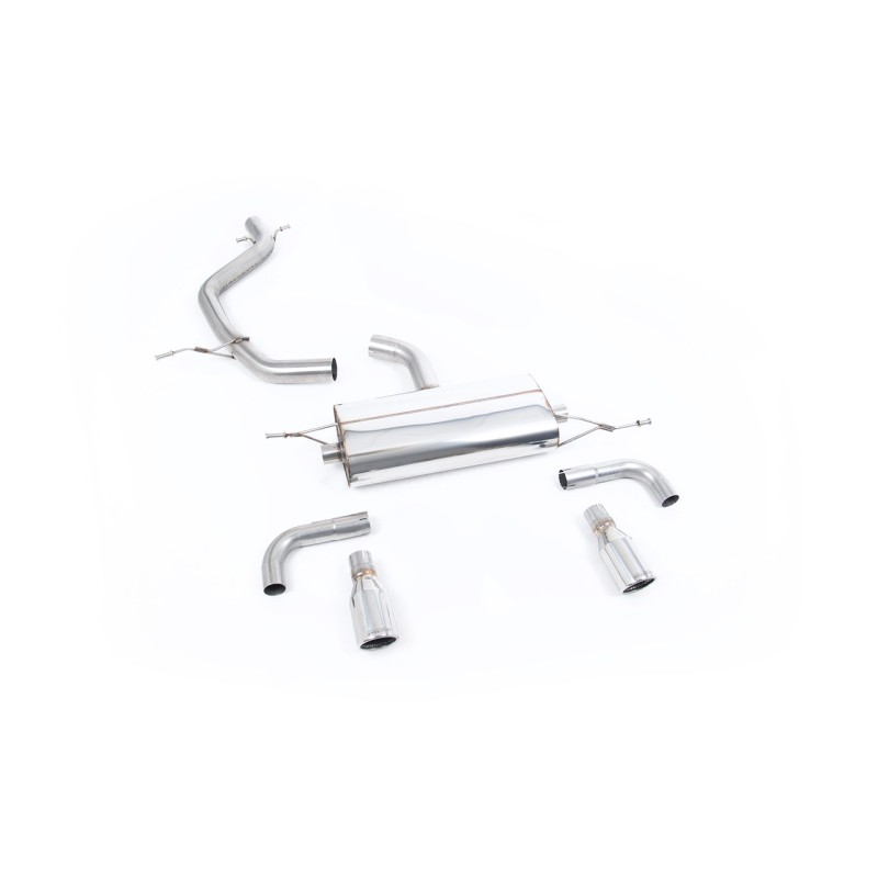VW Golf GTi Mk6 - Non-Resonated (Louder) Cat-Back Exhaust System with Dual Polished Trims - Polished - 90 - Jet