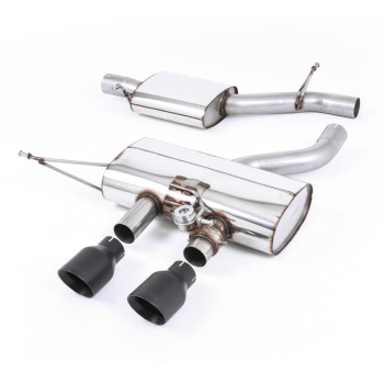 VW Golf R Mk6 - Resonated (Quieter) Cat-Back Exhaust System with Cerakote Black Trims - Cerakote Black