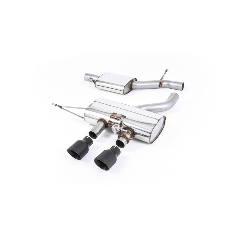 VW Golf R Mk6 - Resonated (Quieter) Cat-Back Exhaust System with Cerakote Black Trims - Cerakote Black