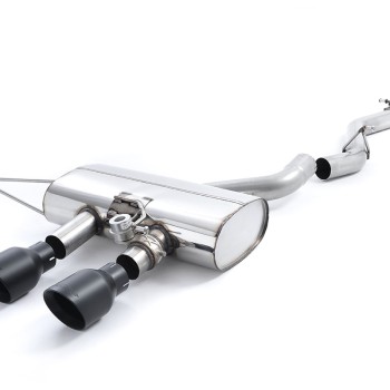 VW Golf R Mk6 - Non-Resonated (Louder) Cat-Back Exhaust System with Cerakote Black Trims - Cerakote Black