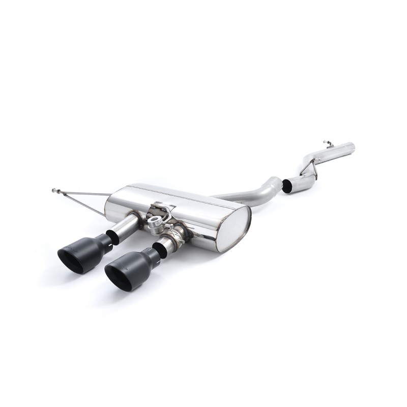 VW Golf R Mk6 - Non-Resonated (Louder) Cat-Back Exhaust System with Cerakote Black Trims - Cerakote Black