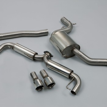 VW Golf GTi Mk6 - Part Resonated Cat-Back Race Exhaust System with Dual GT100 Trims - Polished