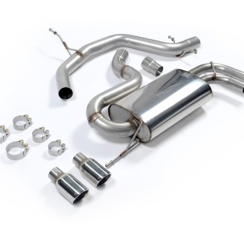 Audi A3/Seat Cupra + Leon/VW Golf MK5 GTI 2.0T - Non-Resonated (Louder) Cat-Back Exhaust System with Polished Trims with Twin Polished Trims
