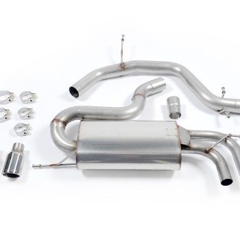 Audi A3/Seat Cupra + Leon/VW Golf MK5 GTI 2.0T - Non-Resonated (Louder) Cat-Back Exhaust System with Polished Trims with Twin Polished Trims