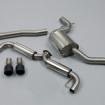 VW Golf GTi Mk6 - Part Resonated Cat-Back Race Exhaust System with Matt Black Trims - Cerakote Black