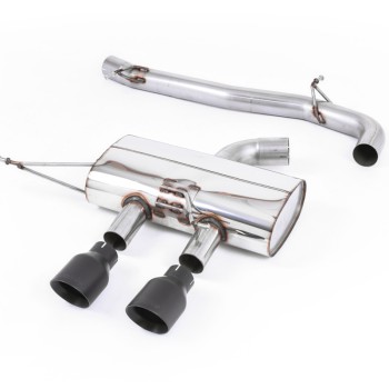 VW Golf R Mk6 - Non-Resonated (Quieter) Cat-Back Race Exhaust System with Cerakote Black Tips - Cerakote Black