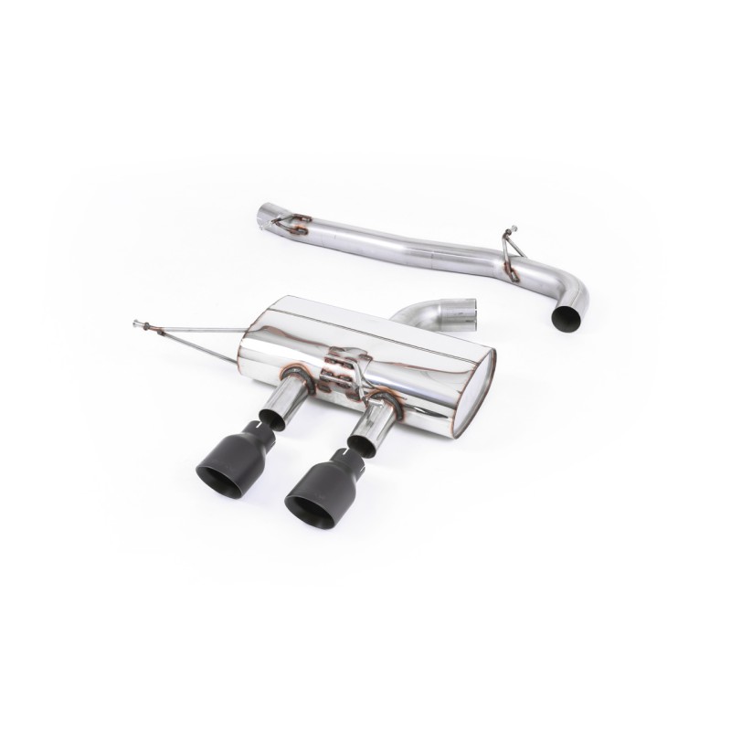 VW Golf R Mk6 - Non-Resonated (Quieter) Cat-Back Race Exhaust System with Cerakote Black Tips - Cerakote Black