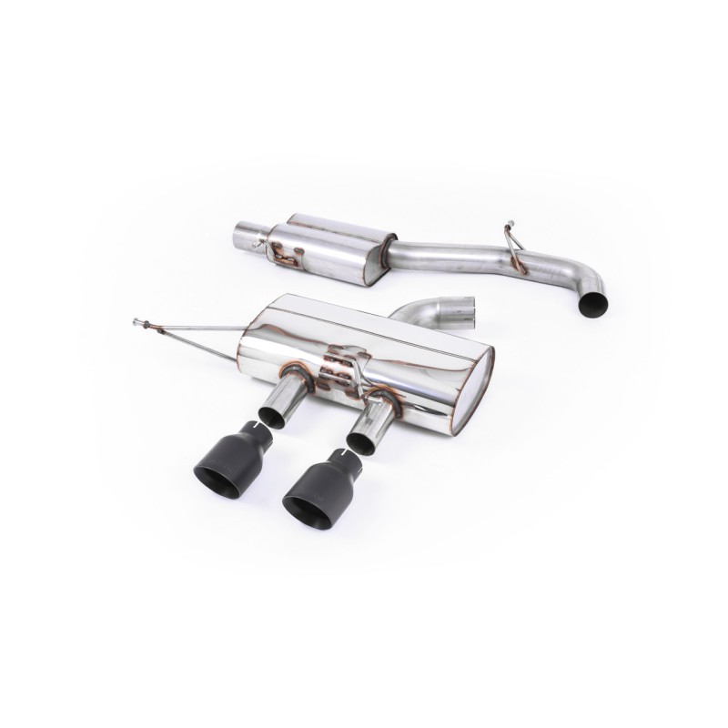 VW Golf R Mk6 - Resonated (Quieter) Cat-Back Race Exhaust System with Cerakote Black Tips - Cerakote Black
