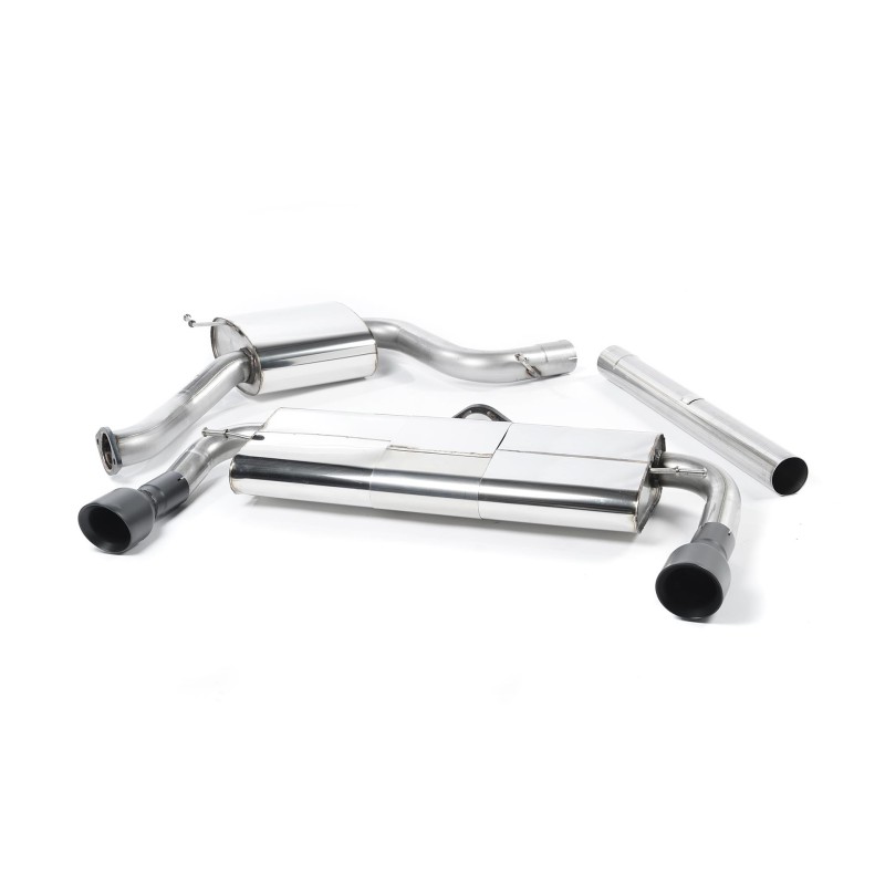 VW Golf GTI Mk7 Resonated (Quieter) Cat-Back Exhaust System with Matt Black Tips - Cerakote Black