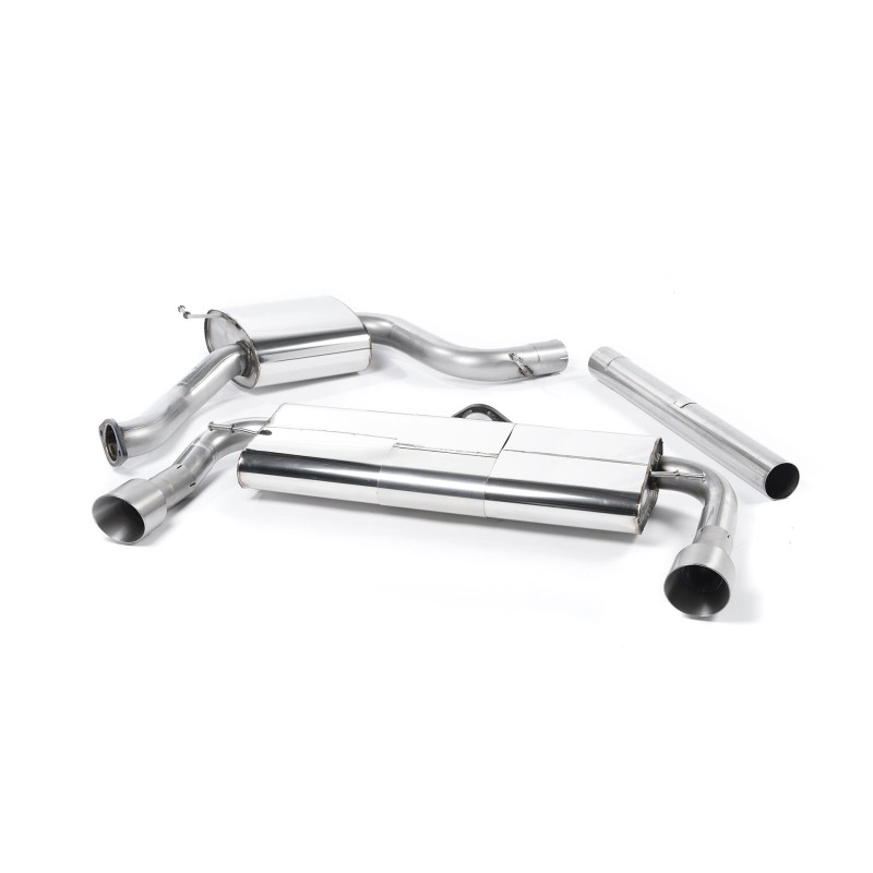 VW Golf GTI Mk7 Resonated (Quieter) Cat-Back Exhaust System with Titanium Tips - Brushed Titanium