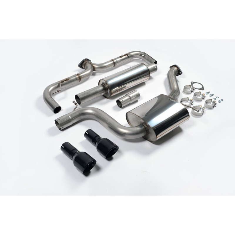 VW Golf GTI Mk7 Non-Resonated (Louder) Cat-Back Exhaust System with Matt Black Tips - Cerakote Black