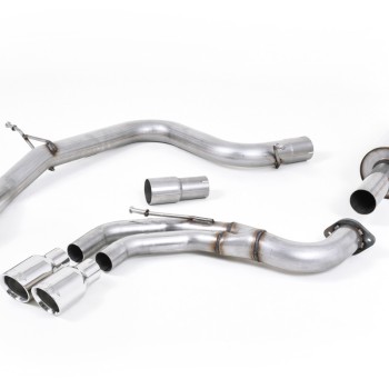 VW Golf GTI Mk7 - Resonated (Quieter) Cat-Back Exhaust System with Polished Tips - Polished