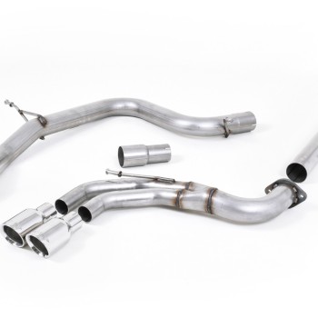 VW Golf GTD Mk7 - Non-Resonated (Louder) Cat-Back Exhaust System with Polished Tips - Polished