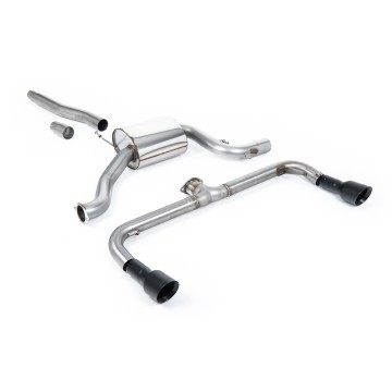 VW Scirocco GT 2.0 TSI 200ps - Non-Resonated (Louder) Cat-Back Exhaust System with Matt Black GT100B Tips (For Scirocco R Valance) - Cerakote Black - GT