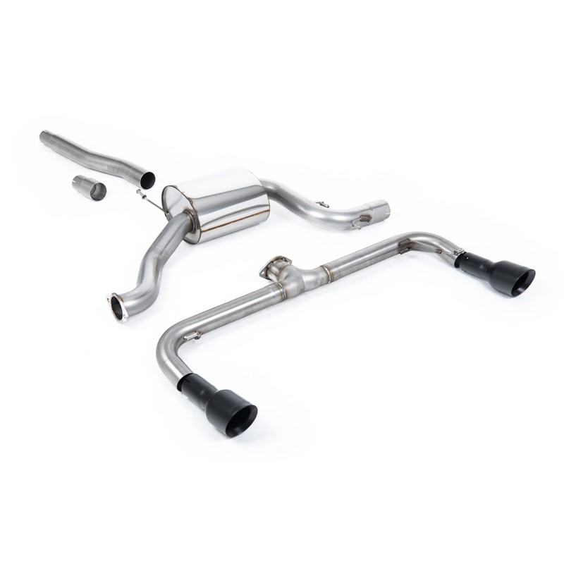 VW Scirocco GT 2.0 TSI 200ps - Non-Resonated (Louder) Cat-Back Exhaust System with Matt Black GT100B Tips (For Scirocco R Valance) - Cerakote Black - GT