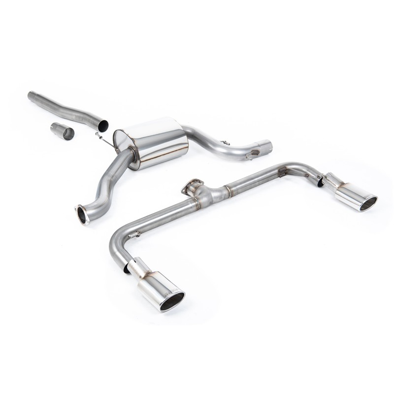 VW Scirocco GT 2.0 TSI 200ps - Non-Resonated (Louder) Cat-Back Exhaust System with Polished Oval Tips (For Scirocco R Valance) - Polished - Oval (Jet)