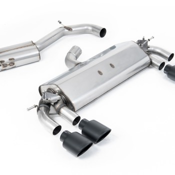 VW Golf R MK7 2.0 TSI (76.2mm systems) - Resonated (Quieter) Cat-Back Exhaust System with Cerakote Black Oval Tips - Cerakote Black Ovals