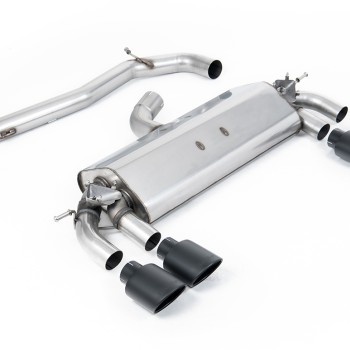 VW Golf R MK7 2.0 TSI (76.2mm systems) - Non-Resonated (Louder) Cat-Back Exhaust System with Cerakote Black Oval Tips - Cerakote Black Ovals