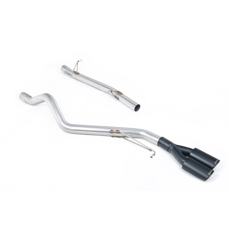 VW T5/T6 SWB - Non-Resonated (Louder) DPF-Back Exhaust System with Twin Black oval Outlets - Cerakote Black Oval