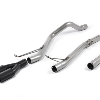VW T5/T6 LWB - Non-Resonated (Louder) DPF-Back Exhaust System with Twin Black Oval Outlets - Cerakote Black Oval