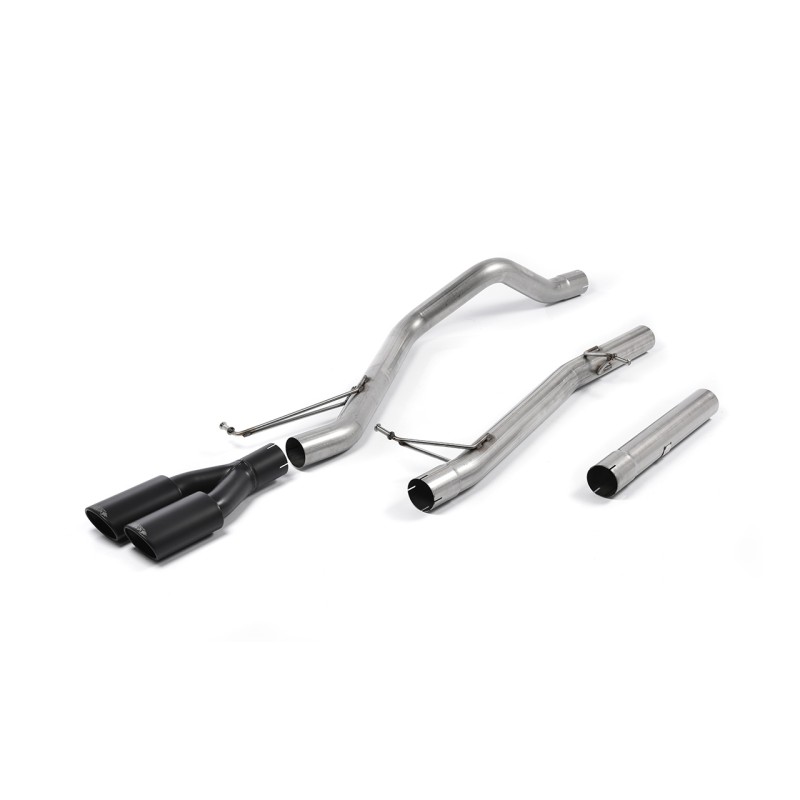 VW T5/T6 LWB - Non-Resonated (Louder) DPF-Back Exhaust System with Twin Black Oval Outlets - Cerakote Black Oval