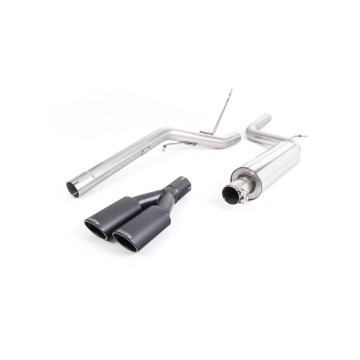 VW Caddy 2.0 TDI (non Maxi Models) - Resonated (Quieter) DPF-Back Exhaust System with Twin Black Velvet Oval Tips - Cerakote Black Oval