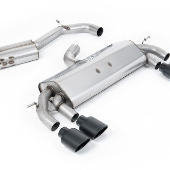 VW Golf R MK7 2.0 TSI (76.2mm systems) - Resonated RACE (Quieter) Cat-Back Exhaust System with Cerakote Black Oval Tips - Cerakote Black Ovals