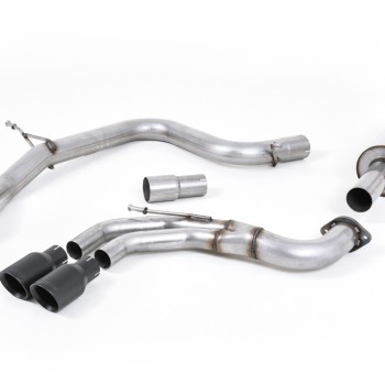 VW Golf GTI Mk7 - Resonated (Quieter) Cat-Back Exhaust System with Cerakote Black Tips - Cerakote Black