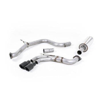 VW Golf GTI Mk7 - Resonated (Quieter) Cat-Back Exhaust System with Cerakote Black Tips - Cerakote Black