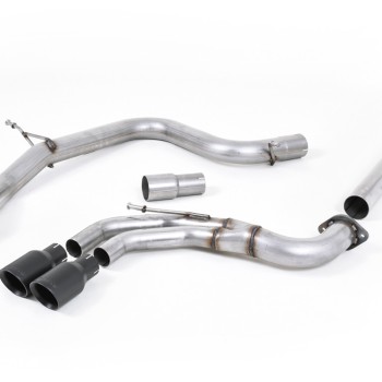 VW Golf GTD Mk7 - Non-Resonated (Louder) Cat-Back Exhaust System with Cerakote Black Tips - Cerakote Black