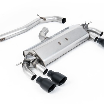 VW Golf R MK7 2.0 TSI (76.2mm systems) - Non-Resonated (Louder) Cat-Back Exhaust System with Cerakote Black GT-100 Round Trims - Cerakote Black