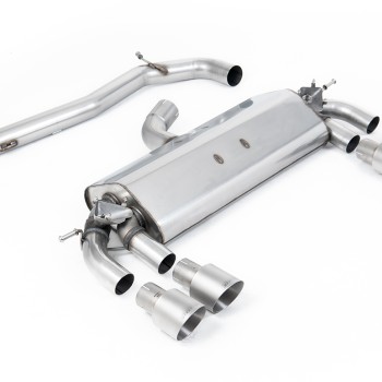 VW Golf R MK7 2.0 TSI (76.2mm systems) - Non-Resonated (Louder) Cat-Back Exhaust System with Titanium GT-100 Round Trims - Brushed Titanium