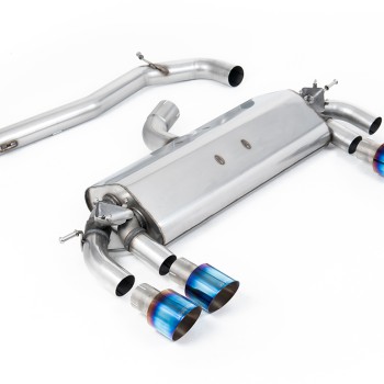 VW Golf R MK7 2.0 TSI (76.2mm systems) - Non-Resonated (Louder) Cat-Back Exhaust System with Burnt Titanium GT-100 Round Trims - Burnt Titanium