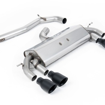 VW Golf R MK7 2.0 TSI (76.2mm systems) - Non-Resonated RACE (Quieter) Cat-Back Exhaust System with Cerakote Black GT-100 Round Trims - Cerakote Black