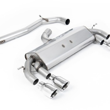 VW Golf R MK7 2.0 TSI (76.2mm systems) - Non-Resonated RACE (Loudest) Cat-Back Exhaust System with Polished GT-100 Round Trims - Polished