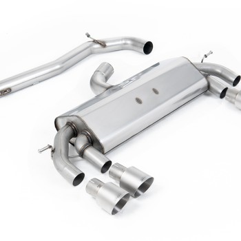 VW Golf R MK7 2.0 TSI (76.2mm systems) - Non-Resonated RACE (Louder) Cat-Back Exhaust System with Titanium GT-100 Round Trims - Brushed Titanium