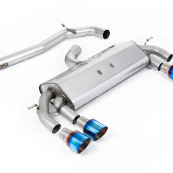 VW Golf R MK7 2.0 TSI (76.2mm systems) - Non-Resonated RACE (Louder) Cat-Back Race Exhaust System with Burnt Titanium GT-100 Round Trims - Burnt Titanium