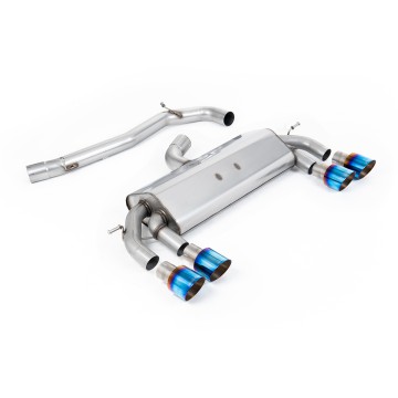 VW Golf R MK7 2.0 TSI (76.2mm systems) - Non-Resonated RACE (Louder) Cat-Back Race Exhaust System with Burnt Titanium GT-100 Round Trims - Burnt Titanium