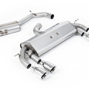 VW Golf R MK7 2.0 TSI (76.2mm systems) - Resonated RACE (Quieter) Cat-Back Exhaust System with Polished GT-100 Round Trims - Polished