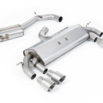 VW Golf R MK7 2.0 TSI (76.2mm systems) - Resonated RACE (Quieter) Cat-Back Exhaust System with Titanium GT-100 Round Trims - Brushed Titanium