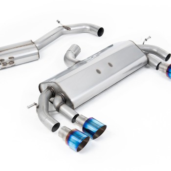 VW Golf R MK7 2.0 TSI (76.2mm systems) - Resonated RACE (Quieter) Cat-Back Exhaust System with Burnt Titanium GT-100 Round Trims - Burnt Titanium