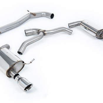 VW Golf 2.0TFSI Mk7 - Non-Resonated (Louder) Cat-Back Exhaust System with Polished GT-100 Trims - Polished
