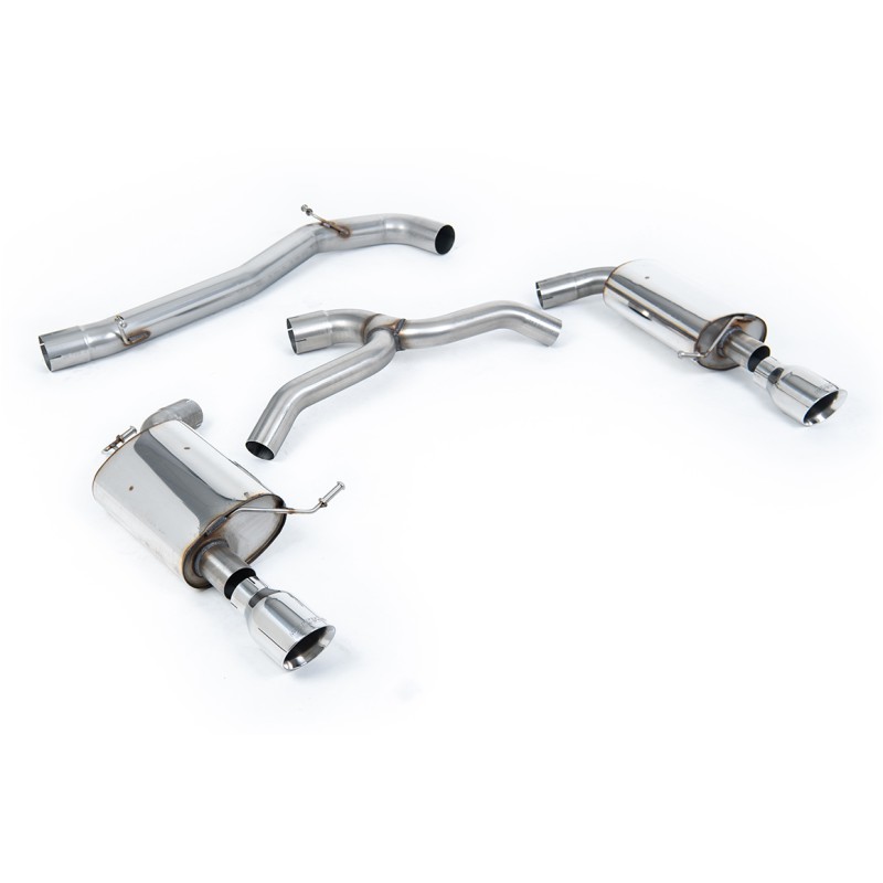 VW Golf 2.0TFSI Mk7 - Non-Resonated (Louder) Cat-Back Exhaust System with Polished GT-100 Trims - Polished