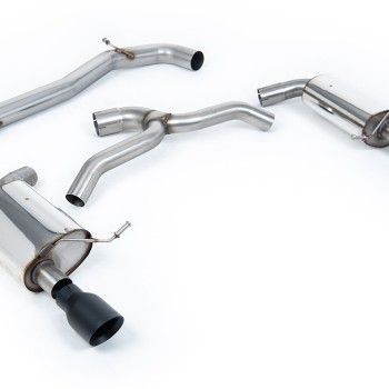 VW Golf 2.0TFSI Mk7 - Non-Resonated (Louder) Cat-Back Exhaust System with Cerakote Black GT-100 Trims - Cerakote Black