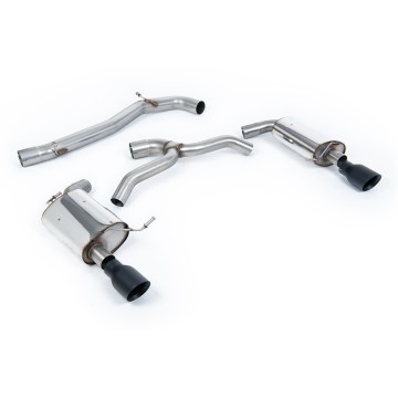 VW Golf 2.0TFSI Mk7 - Non-Resonated (Louder) Cat-Back Exhaust System with Cerakote Black GT-100 Trims - Cerakote Black