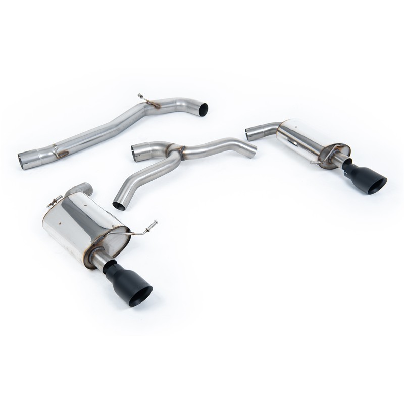 VW Golf 2.0TFSI Mk7 - Non-Resonated (Louder) Cat-Back Exhaust System with Cerakote Black GT-100 Trims - Cerakote Black