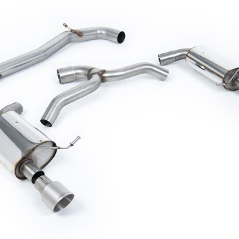 VW Golf 2.0TFSI Mk7 - Non-Resonated (Louder) Cat-Back Exhaust System with Titanium GT-100 Trims - Brushed Titanium