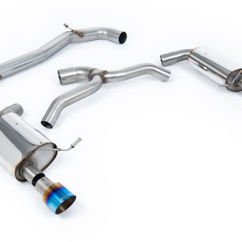 VW Golf 2.0TFSI Mk7 - Non-Resonated (Louder) Cat-Back Exhaust System with Burnt Titanium GT-100 Trims - Burnt Titanium